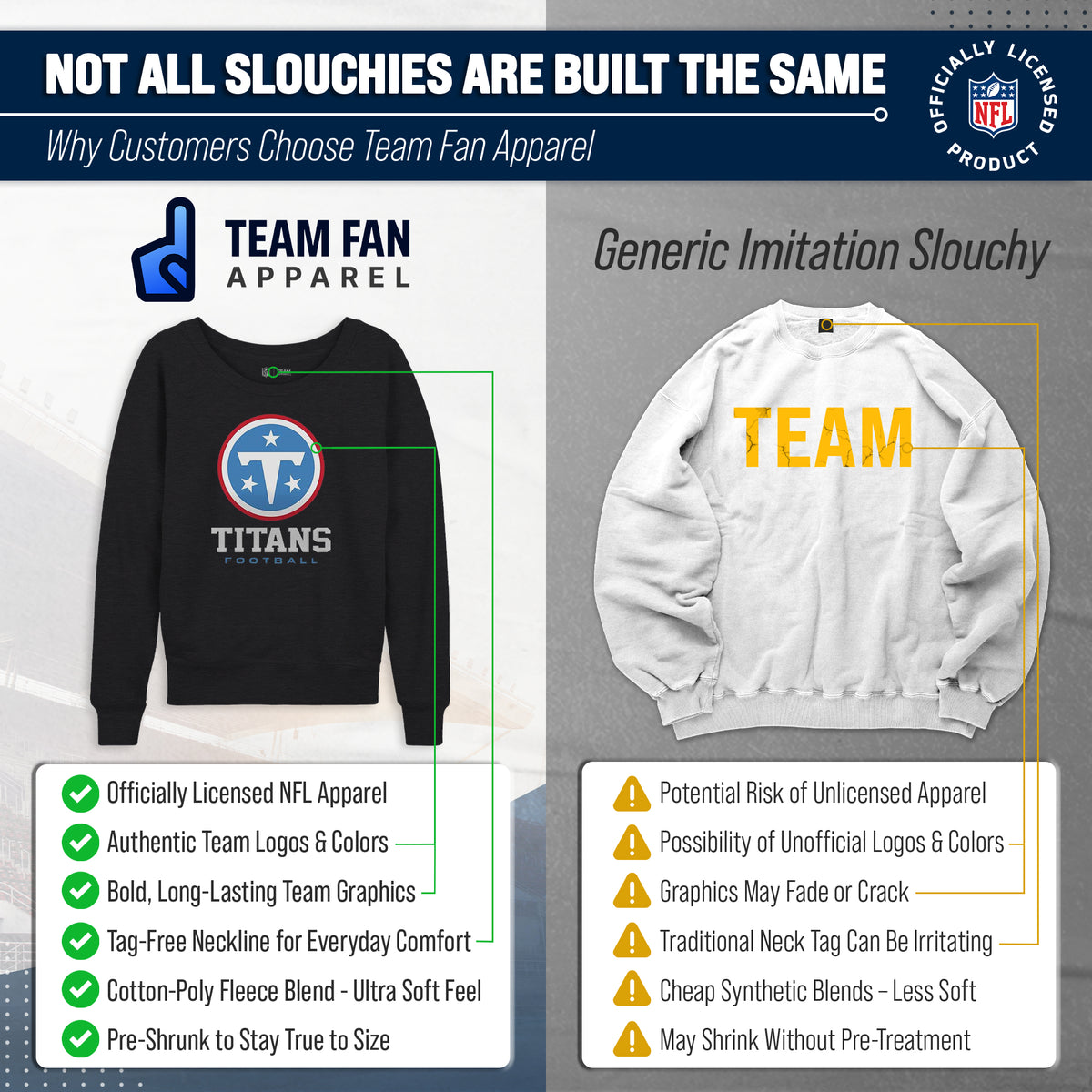 Tennessee Titans NFL Womens Ultimate Fan French Terry Slouchy Top- Raglan Sleeves - Charcoal
