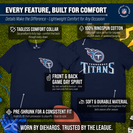Tennessee Titans NFL Pro Football Final Countdown Adult Cotton-Poly Short Sleeved T-Shirt For Men & Women - Navy