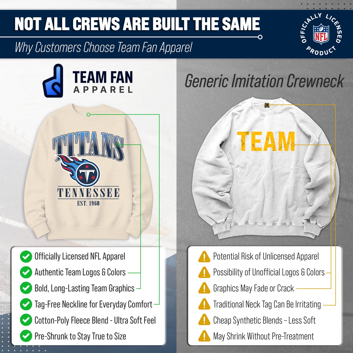 Tennessee Titans Womens NFL Starstruck Crewneck Pullover - Cream