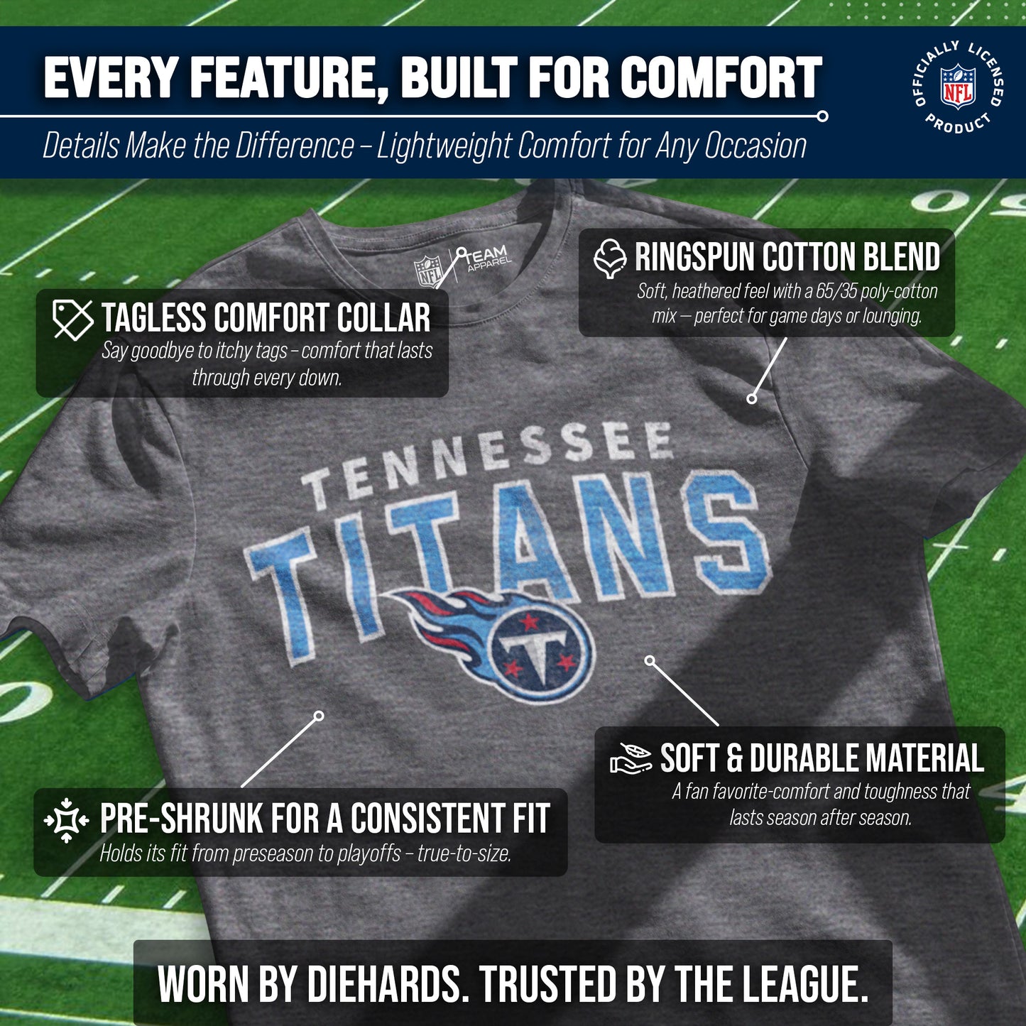 Tennessee Titans NFL Starting Fresh Short Sleeve Heather T-Shirt - Sport Gray