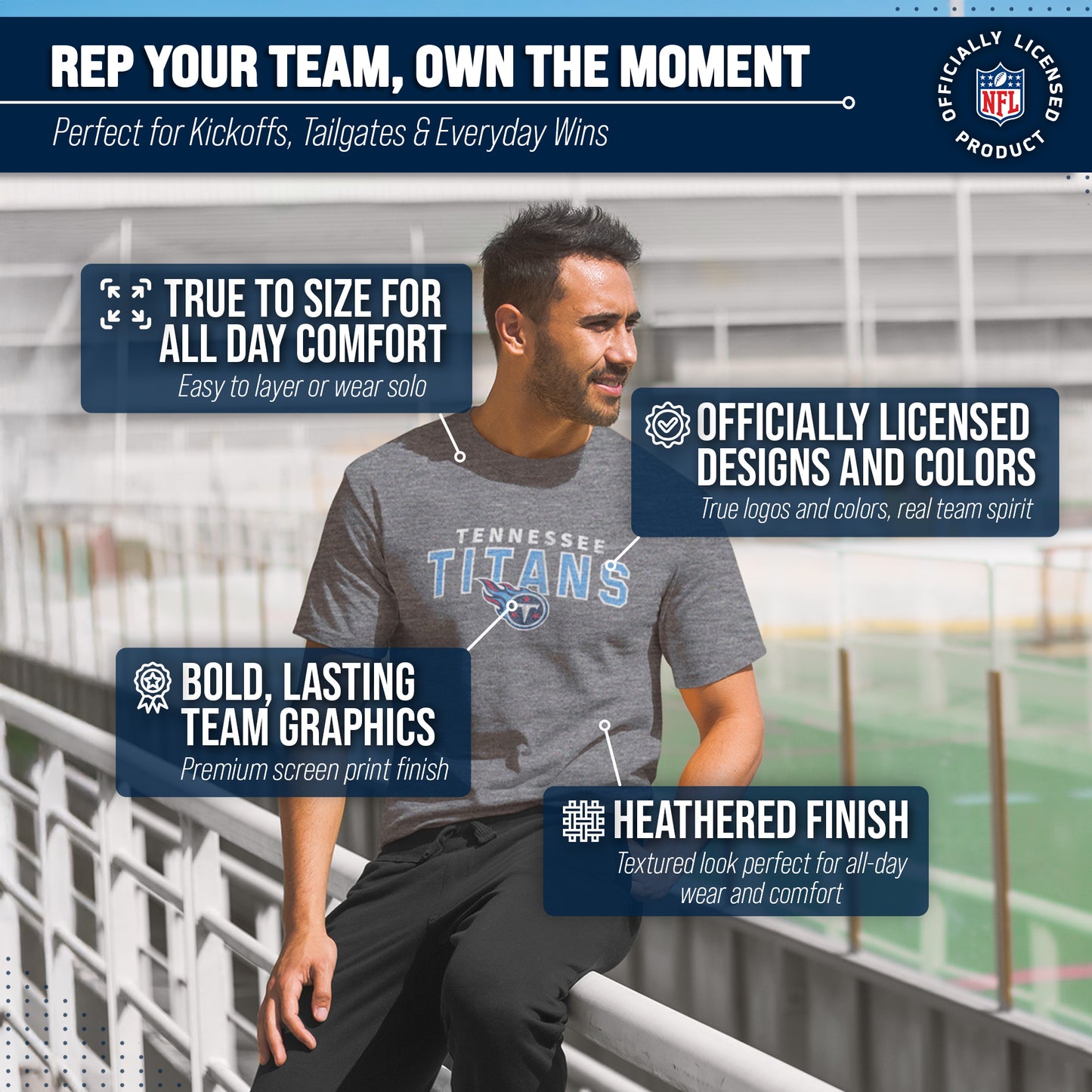 Tennessee Titans NFL Starting Fresh Short Sleeve Heather T-Shirt - Sport Gray