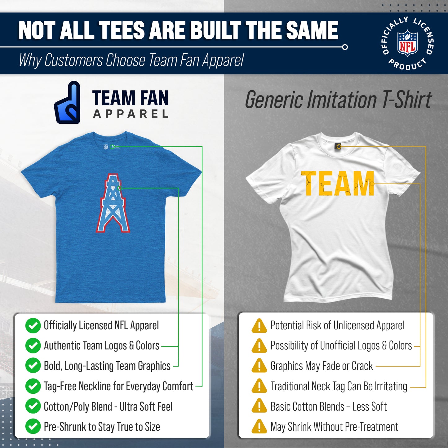 Houston Oilers NFL Modern Throwback T-shirt - Light Blue