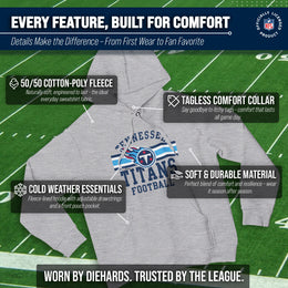 Tennessee Titans NFL Team Stripe Hooded Sweatshirt- Soft Pullover Sports Hoodie For Men & Women - Sport Gray