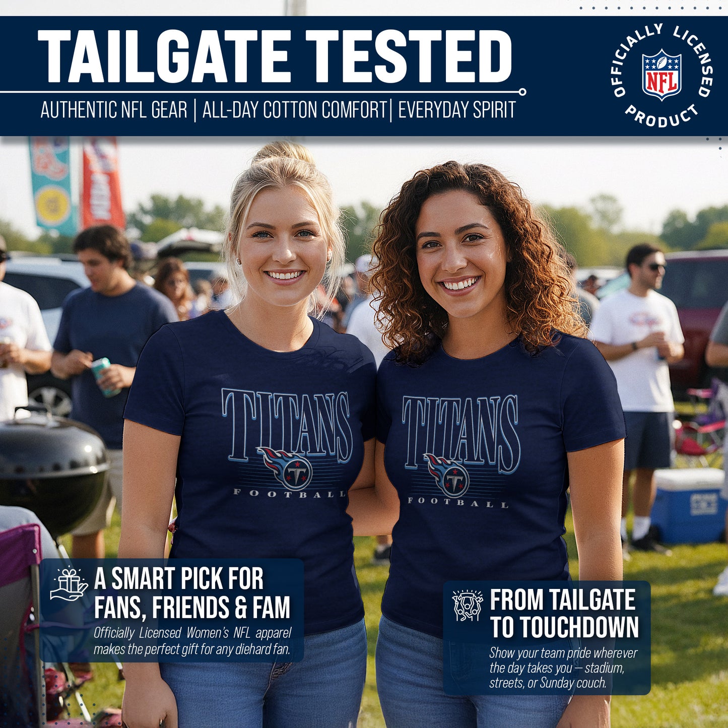 Tennessee Titans NFL Womens Overtime Blueprint Tag-Less T-Shirt - Navy
