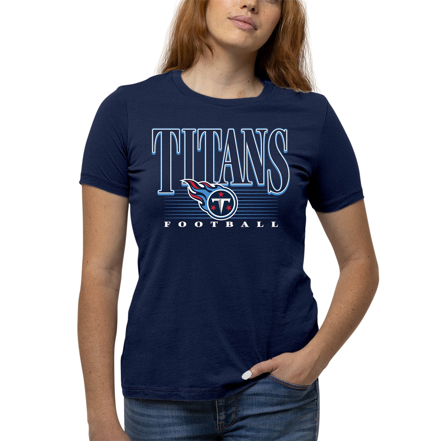 Tennessee Titans NFL Womens Overtime Blueprint Tag-Less T-Shirt - Navy