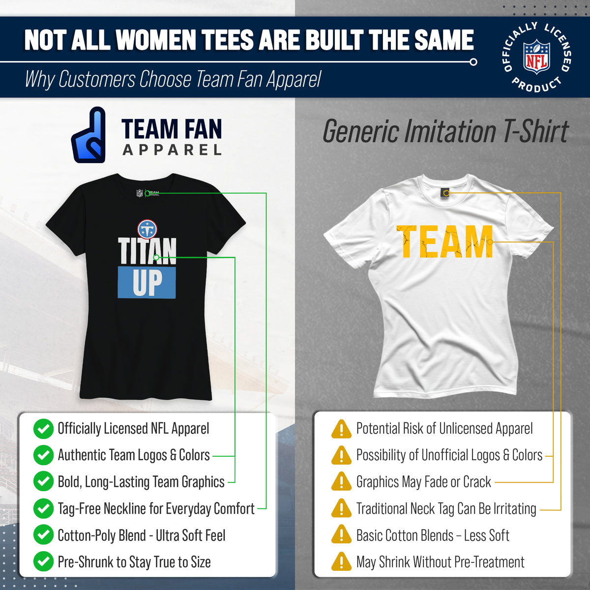 Tennessee Titans NFL Womens Team Slogan Short Sleeve Tshirt - Black