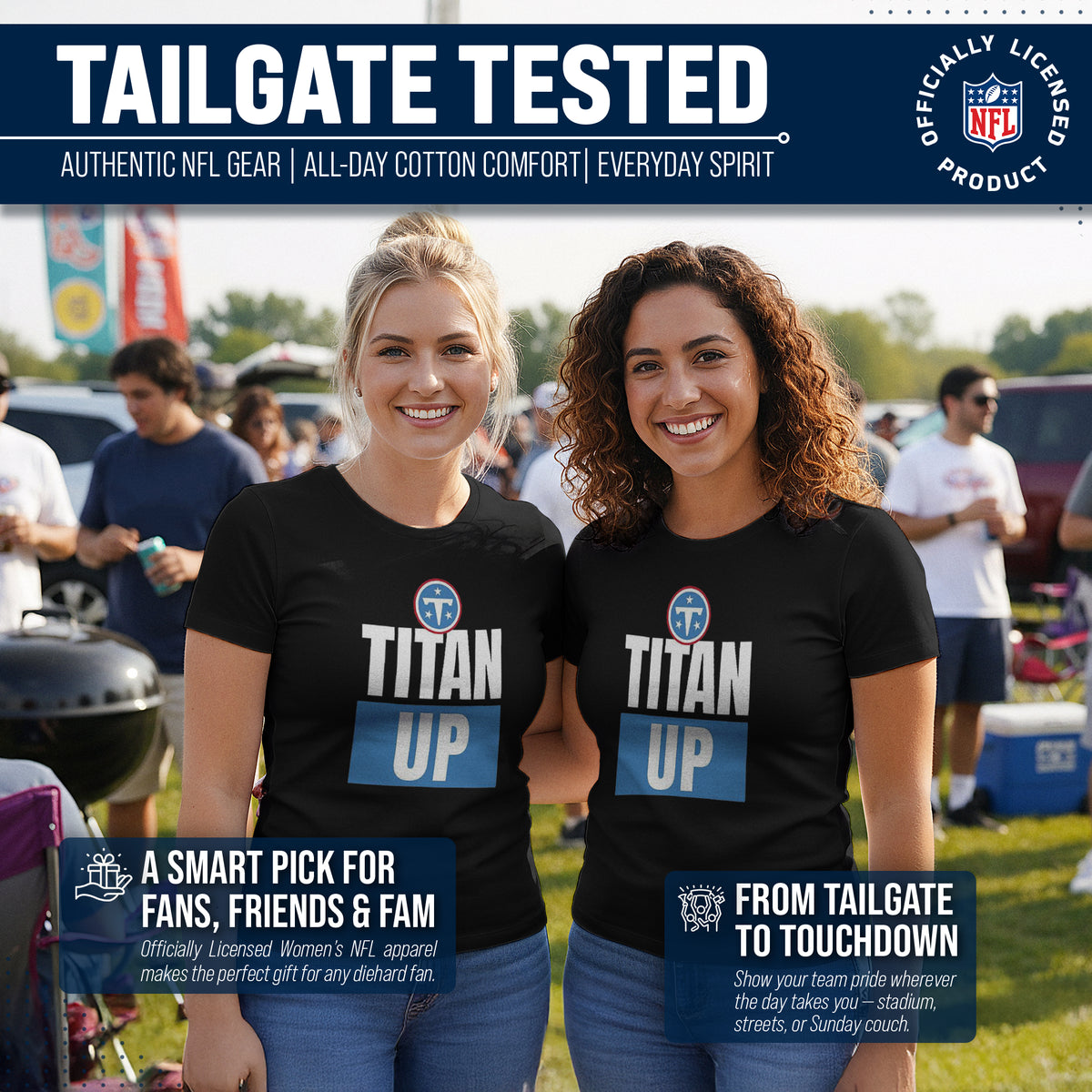 Tennessee Titans NFL Womens Team Slogan Short Sleeve Tshirt - Black