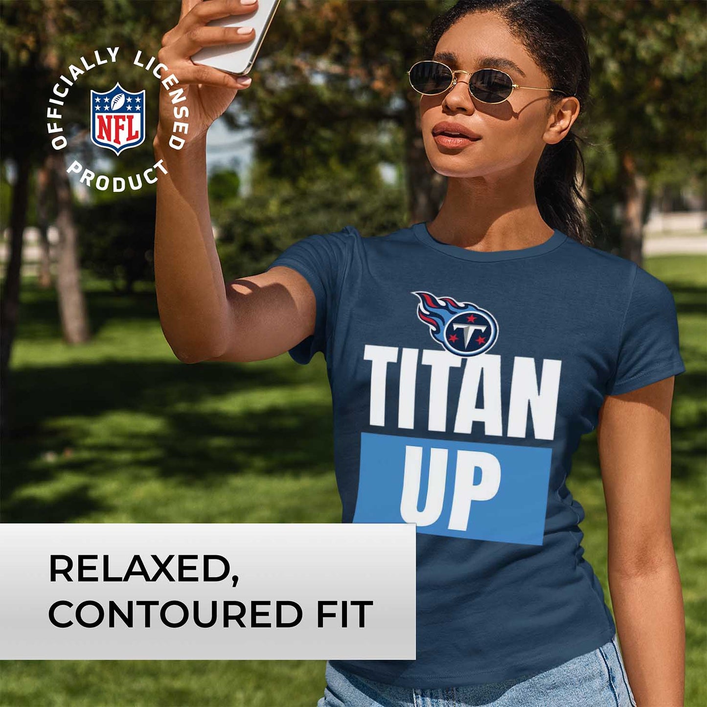 Tennessee Titans NFL Womens Plus Size Team Slogan Short Sleeve T-Shirt - Navy