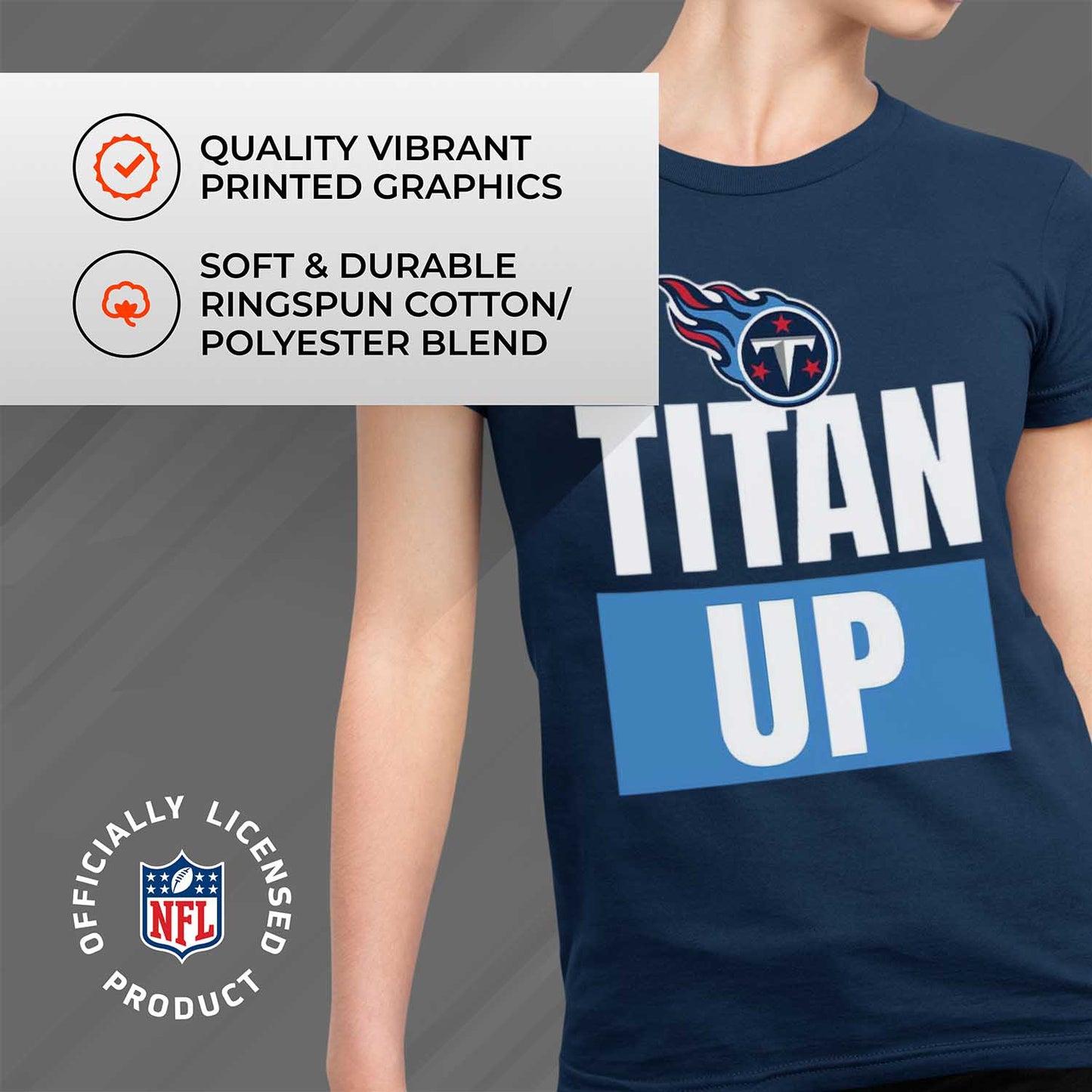 Tennessee Titans NFL Womens Plus Size Team Slogan Short Sleeve T-Shirt - Navy