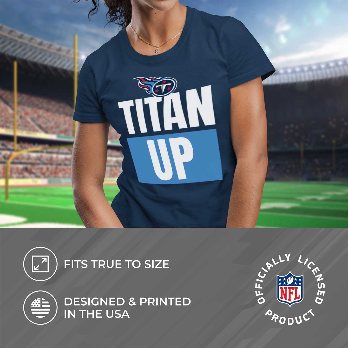 Tennessee Titans NFL Womens Plus Size Team Slogan Short Sleeve T-Shirt - Navy