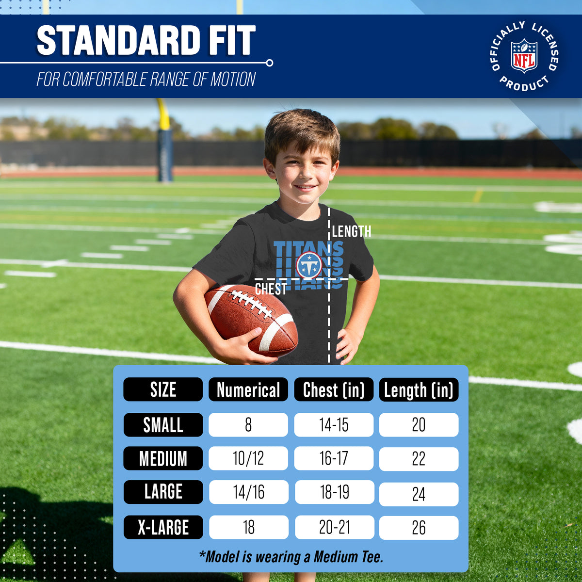 Tennessee Titans  NFL Youth Repeating Logo T-Shirt Kids Boys Girls - Black