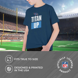 Tennessee Titans NFL Youth Team Slogan Short Sleeve Lightweight T Shirt - Navy