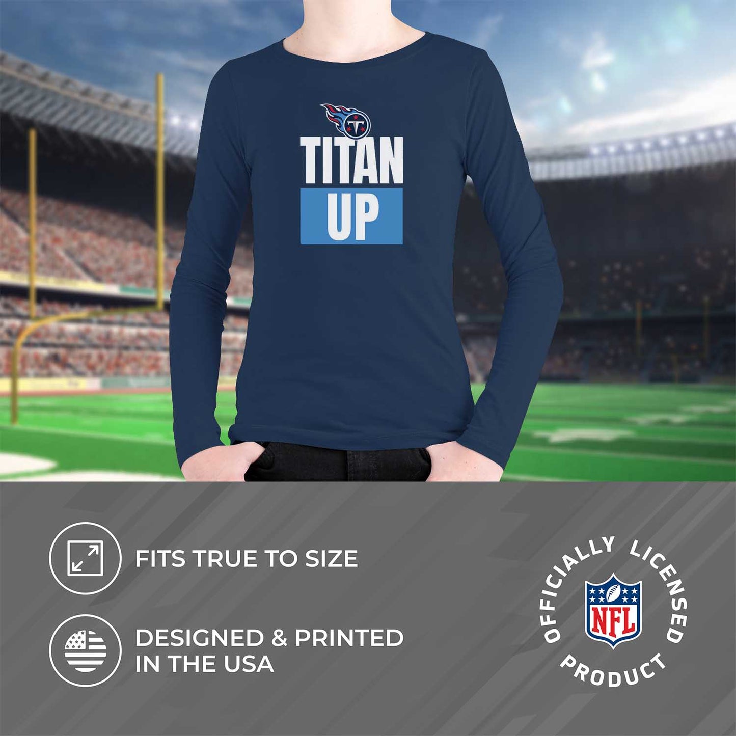 Tennessee Titans NFL Youth Team Slogan crewneck Sweatshirt - Navy