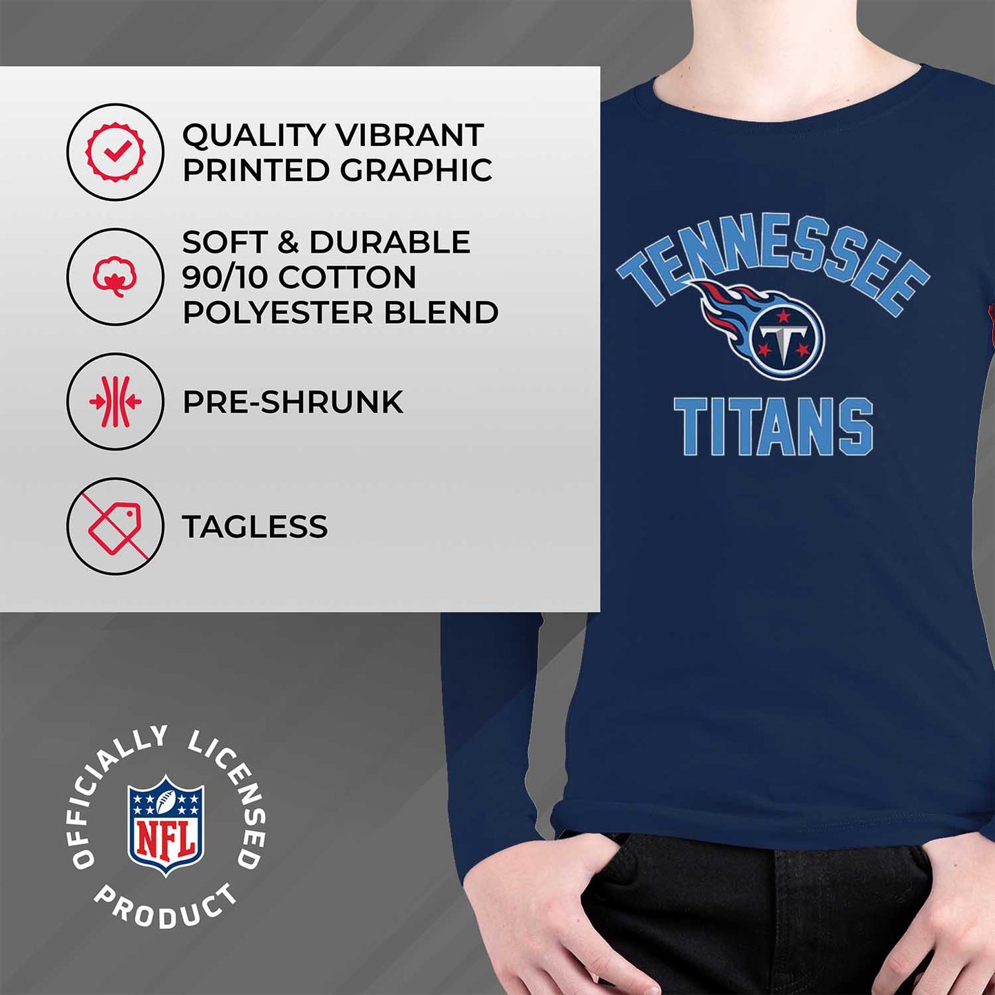 Tennessee Titans NFL Gameday Youth Football Long Sleeve Shirt - Navy