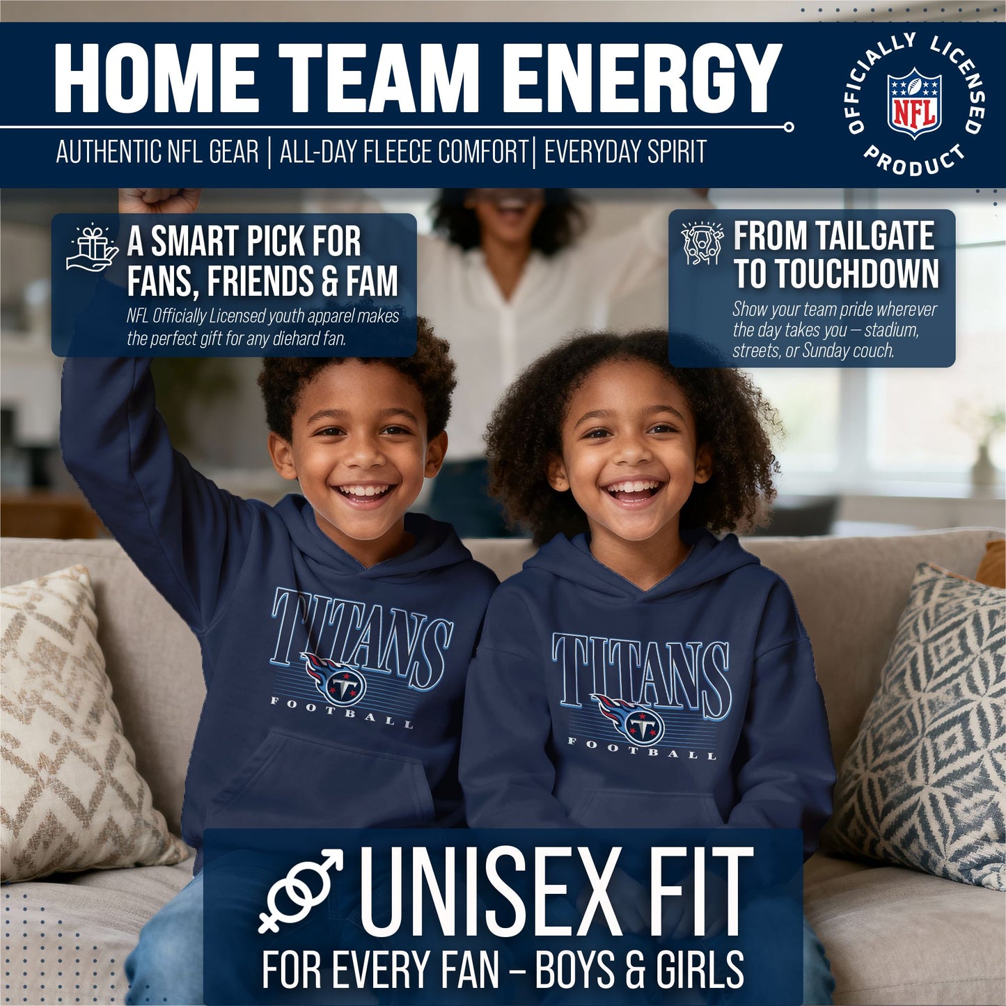 Tennessee Titans NFL Youth Overtime Blueprint Football Fleece Hooded Sweatshirt - Navy