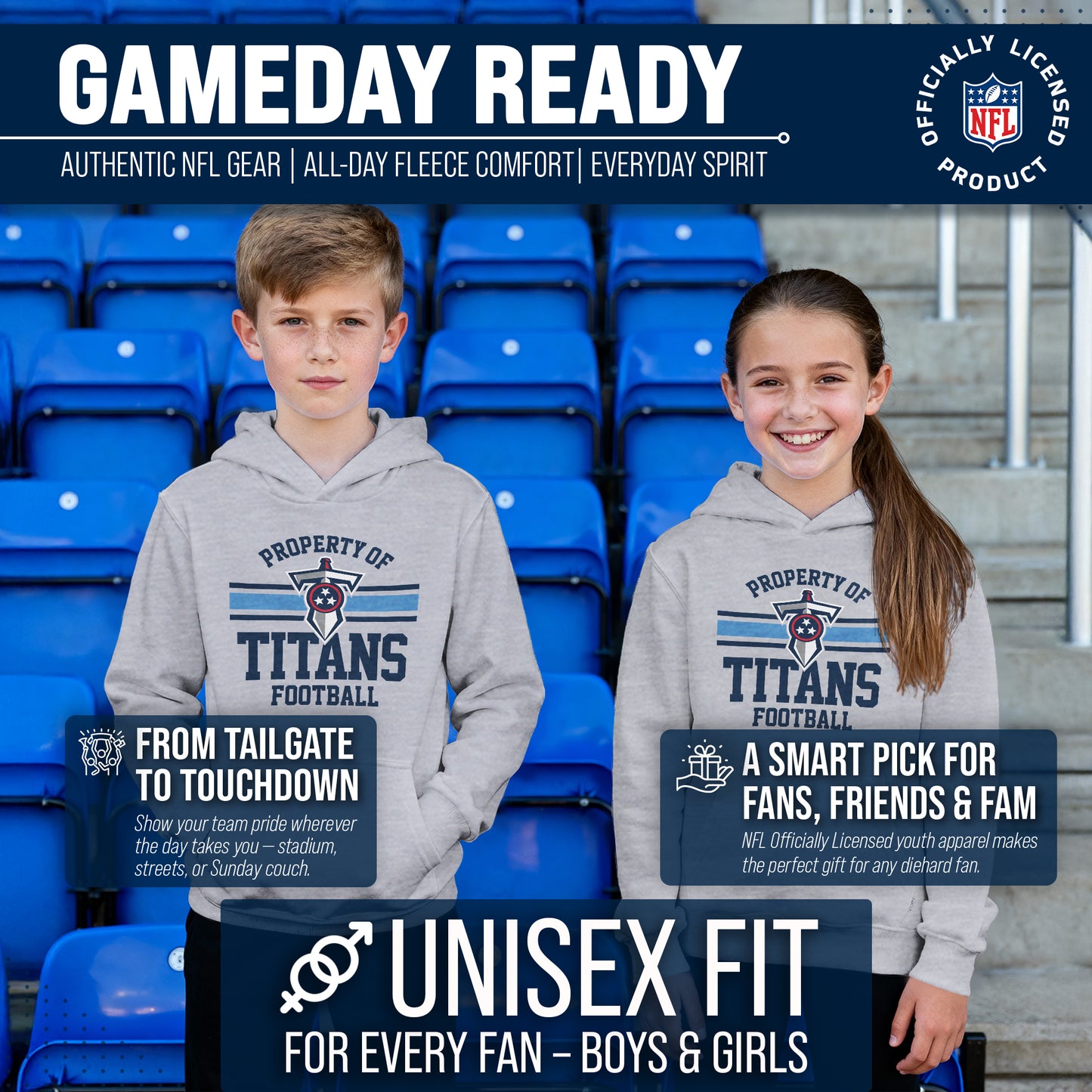 Tennessee Titans NFL Youth Property Of Hooded Sweatshirt - Sport Gray
