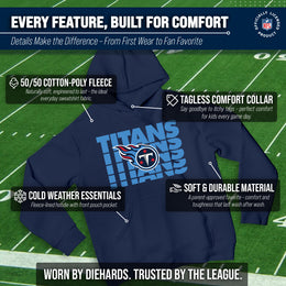 Tennessee Titans NFL Youth Repeating Logo Football Fleece Hooded Sweatshirt - Navy