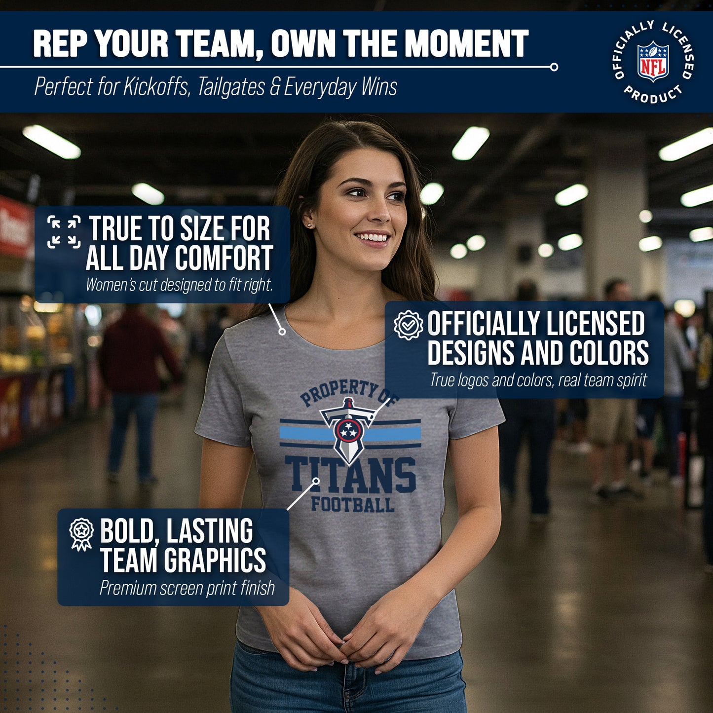 Tennessee Titans NFL Womens Short Sleeve Property of Tshirt - Gray