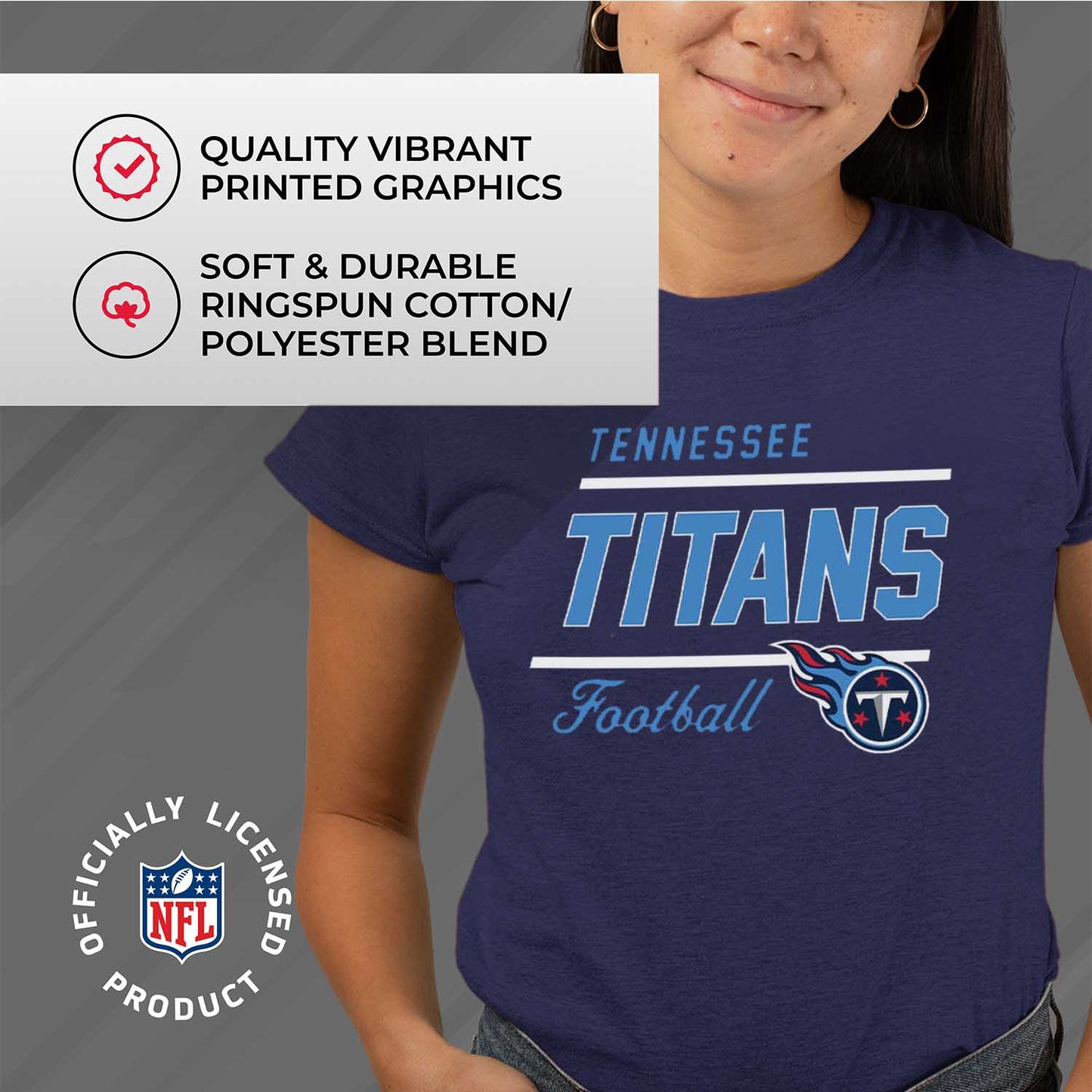 Tennessee Titans NFL Womens Plus Size Relaxed Fit T-Shirt - Navy