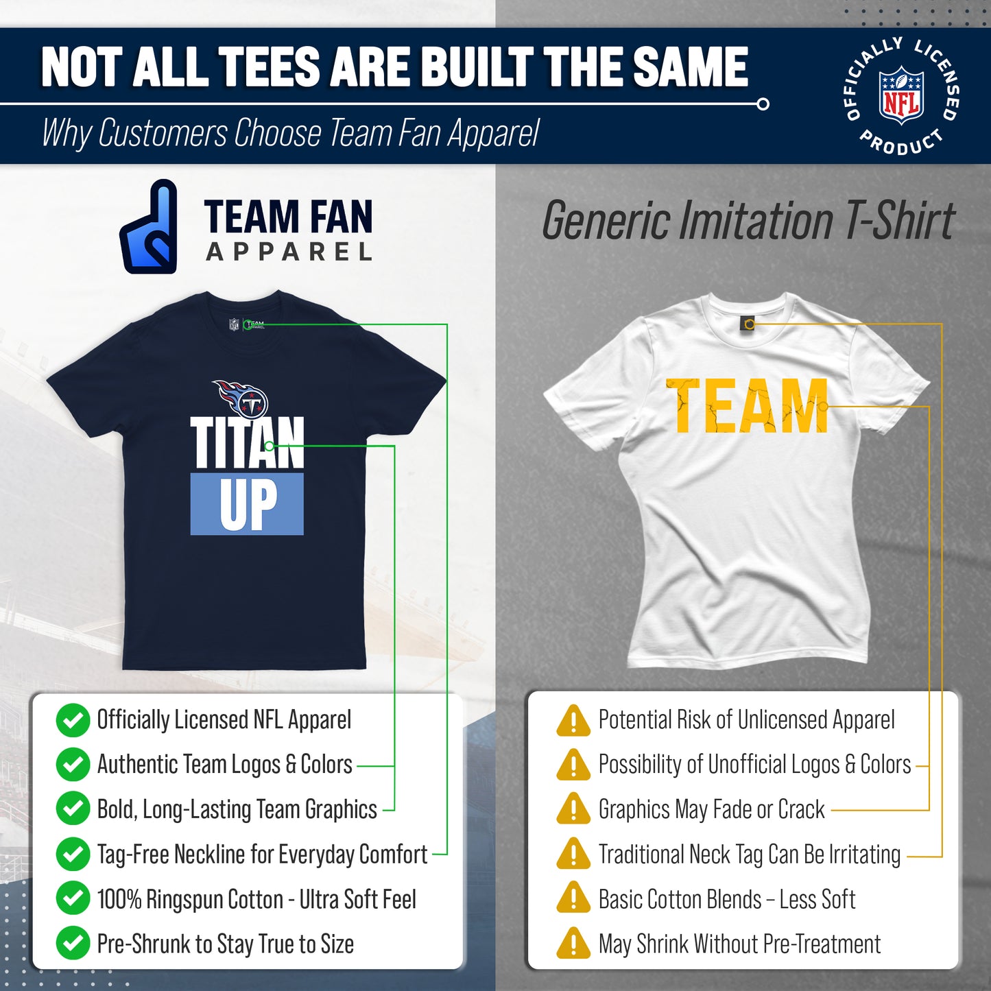 Tennessee Titans NFL Adult Team Slogan Unisex T-Shirt - Navy
