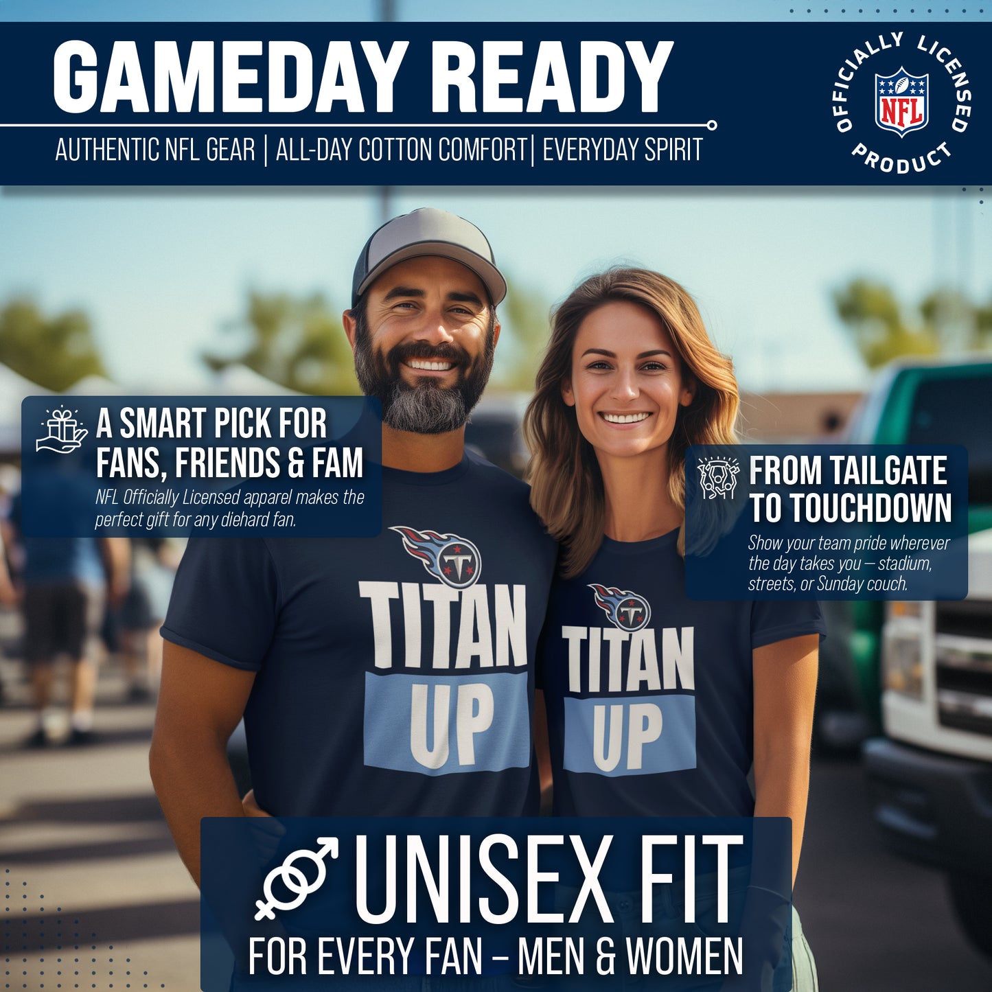 Tennessee Titans NFL Adult Team Slogan Unisex T-Shirt - Navy