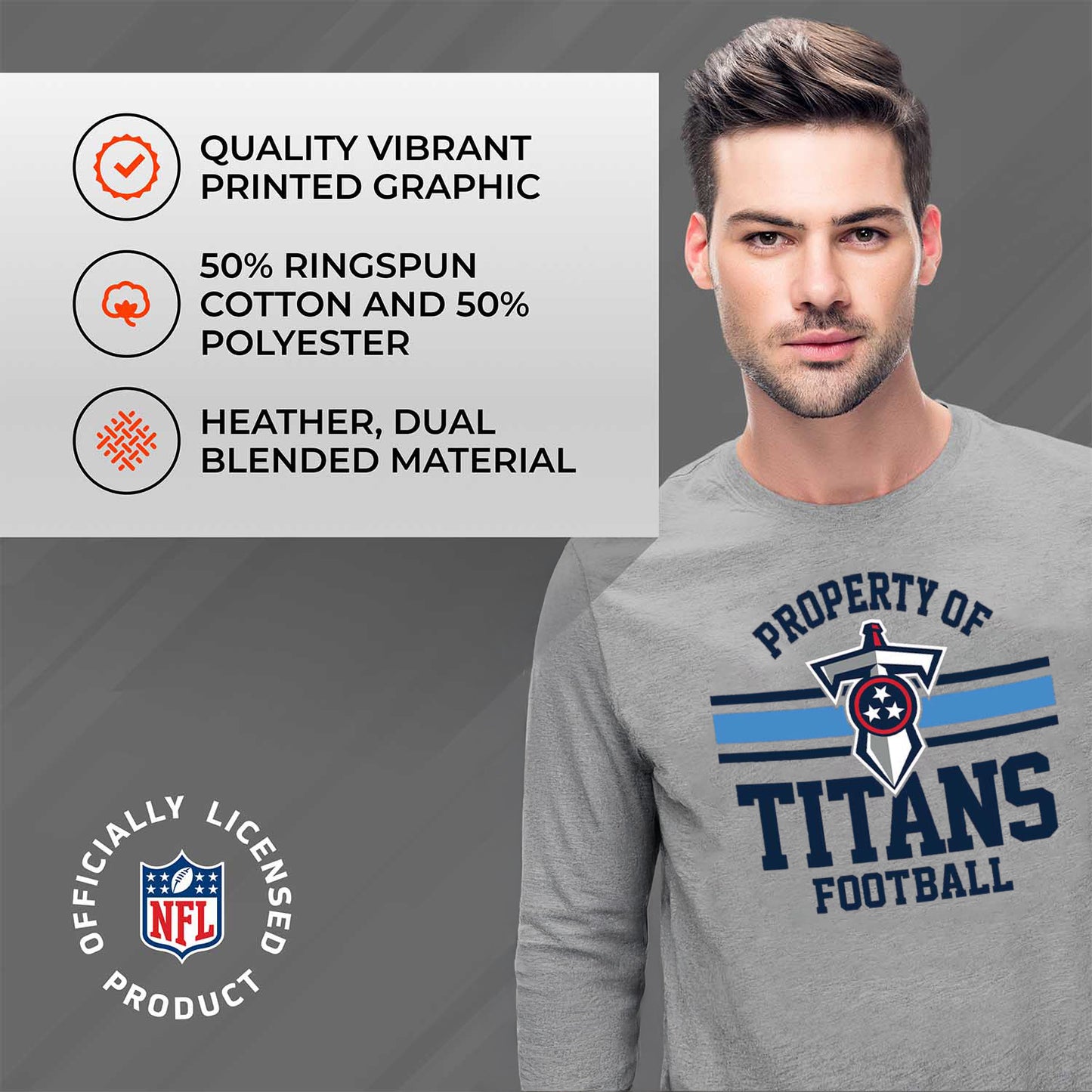 Tennessee Titans NFL Adult Property Of Long SleeveT Shirt - Sport Gray