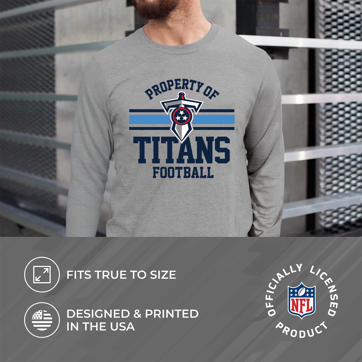 Tennessee Titans NFL Adult Property Of Long SleeveT Shirt - Sport Gray