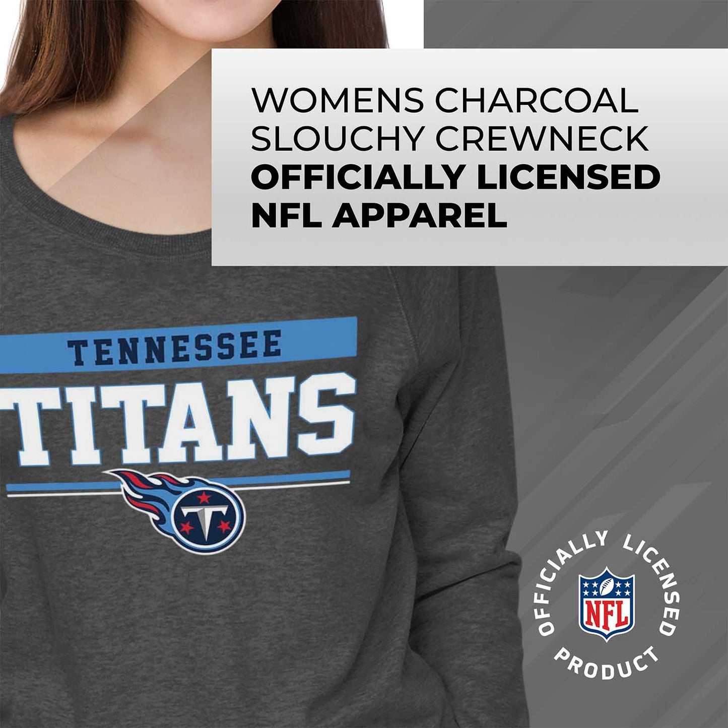 Tennessee Titans NFL Womens Team Block French Terry Slouchy Top - Charcoal