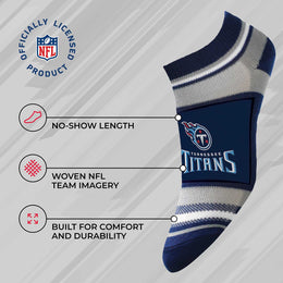 Tennessee Titans Adult Marquis Addition No Show Socks - Navy