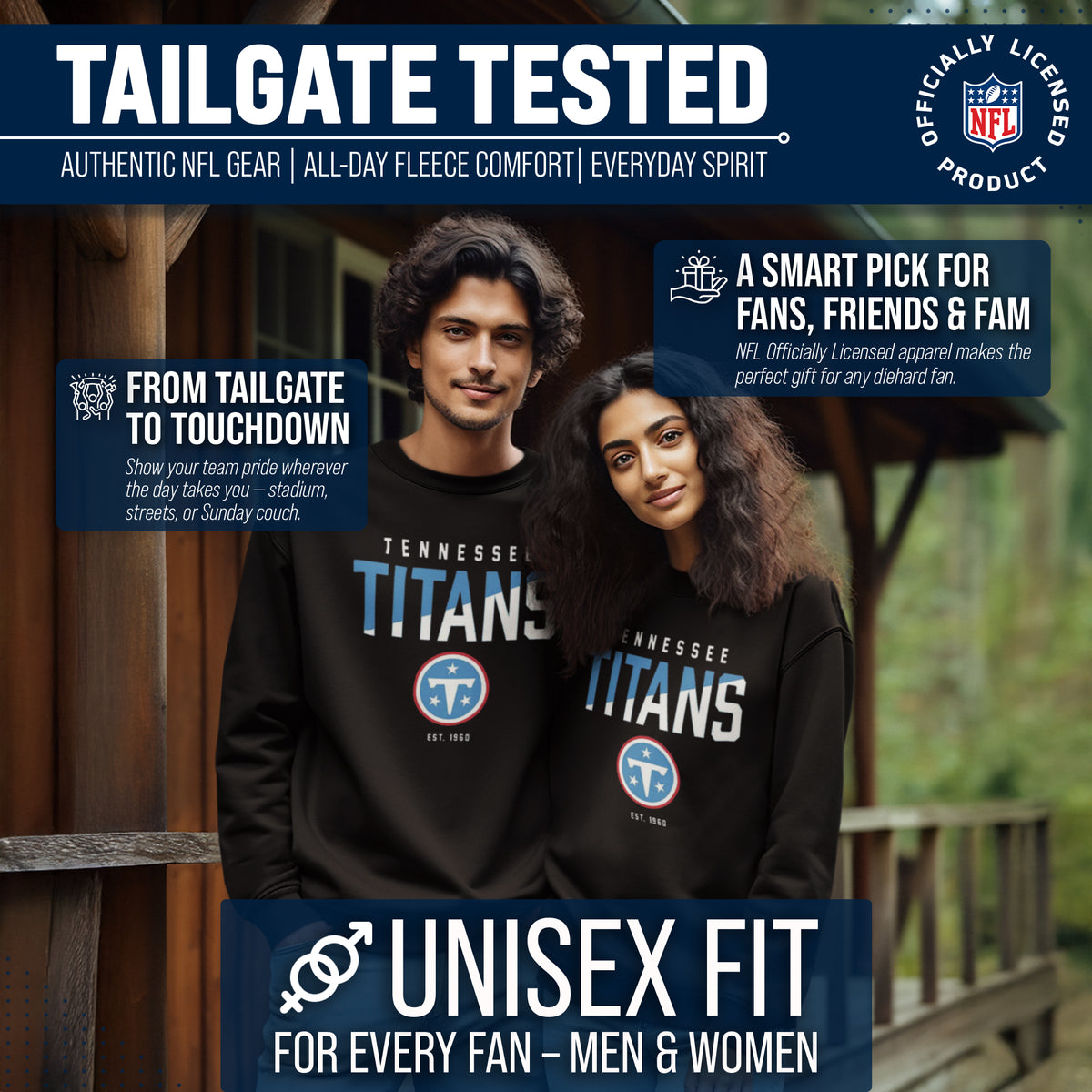 Tennessee Titans NFL Color Block Fleece Crewneck - Black