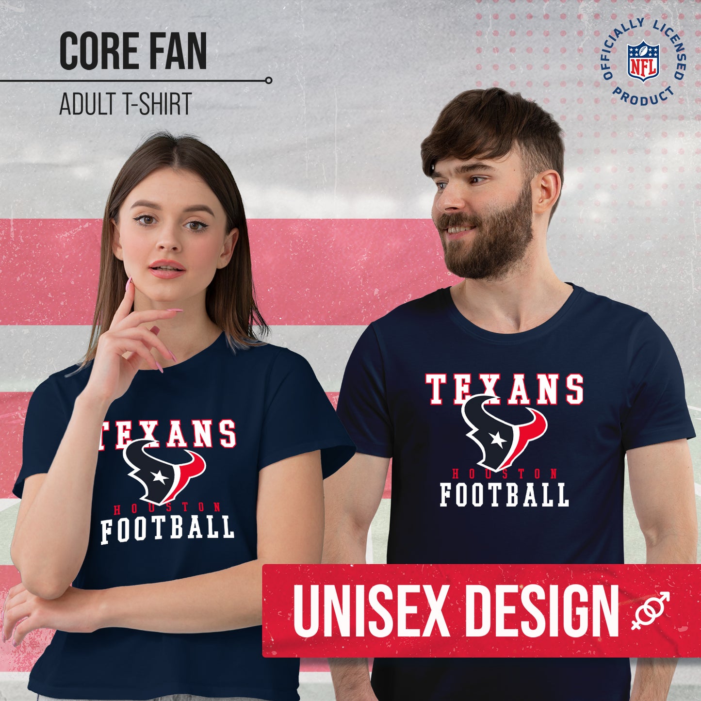 Houston Texans NFL Core Fan Adult Pro Football T-Shirt - Navy