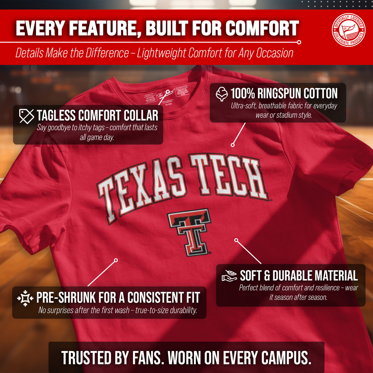 Texas Tech Red Raiders Gameday Cotton T-Shirt for Men and Women