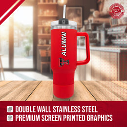Texas Tech Red Raiders Collegiate 40oz Stainless Steel Travel Tumbler with Handle for Alumni - Red