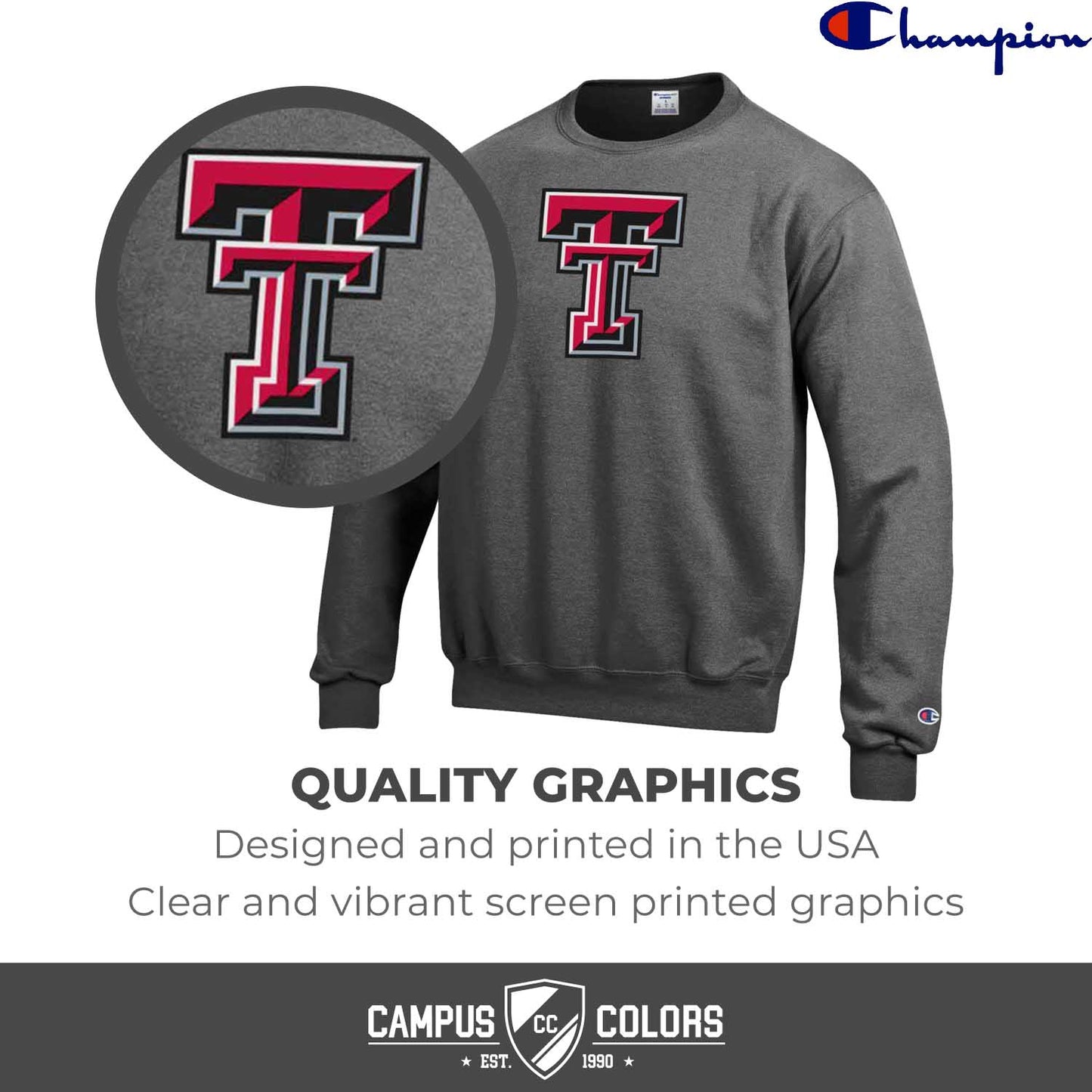Texas Tech Red Raiders Adult Mascot Fleece Crewneck - Charcoal