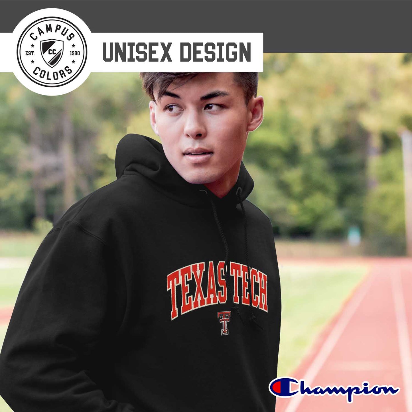 Texas Tech Red Raiders Champion Adult Tackle Twill Hooded Sweatshirt - Black