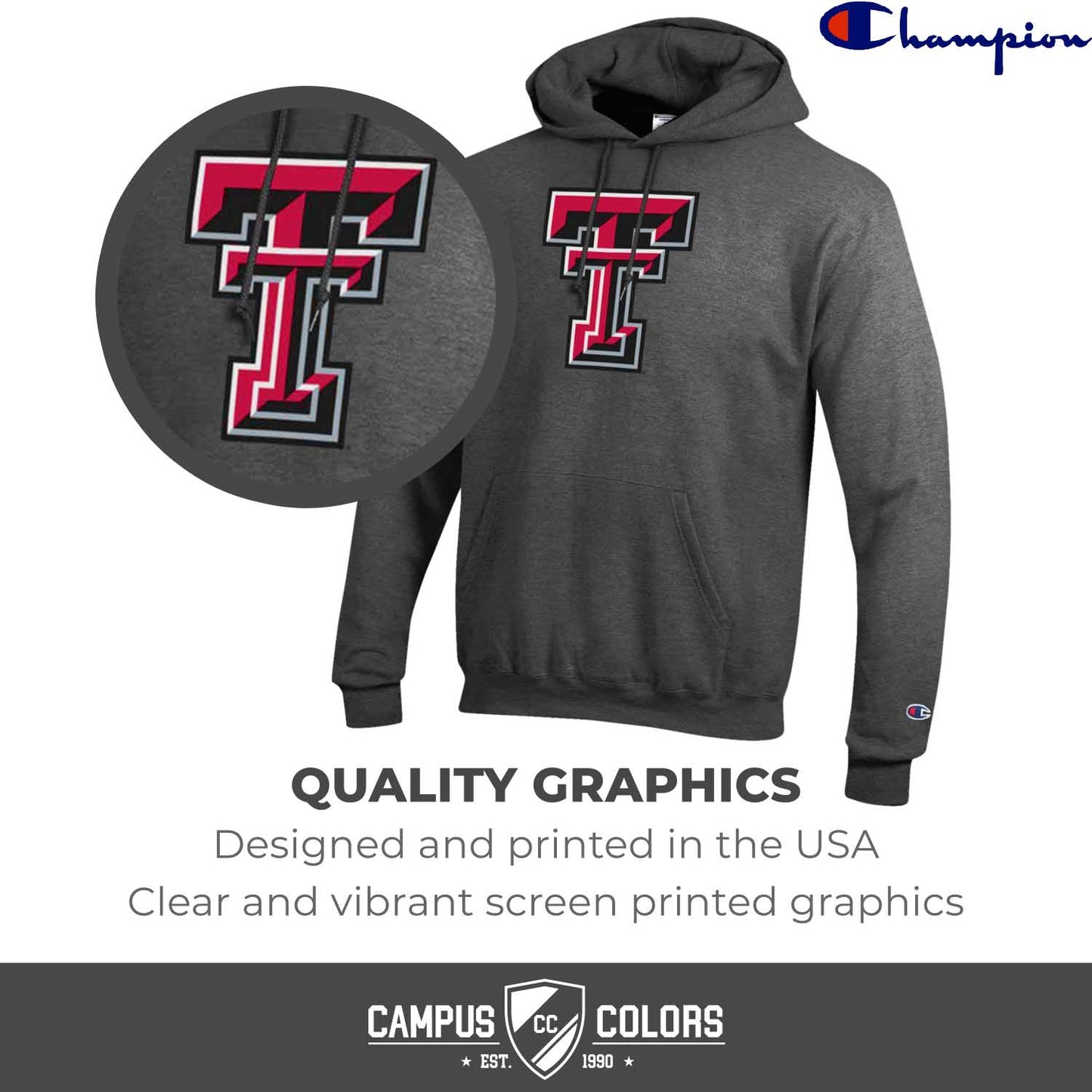 Texas Tech Red Raiders Adult Mascot Fleece Hooded Sweatshirt - Charcoal