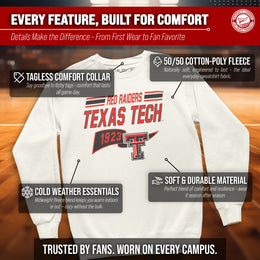Texas Tech Red Raiders NCAA Adult Unisex Varsity Club Pennant Crewneck Fleece Sweatshirt - Off White
