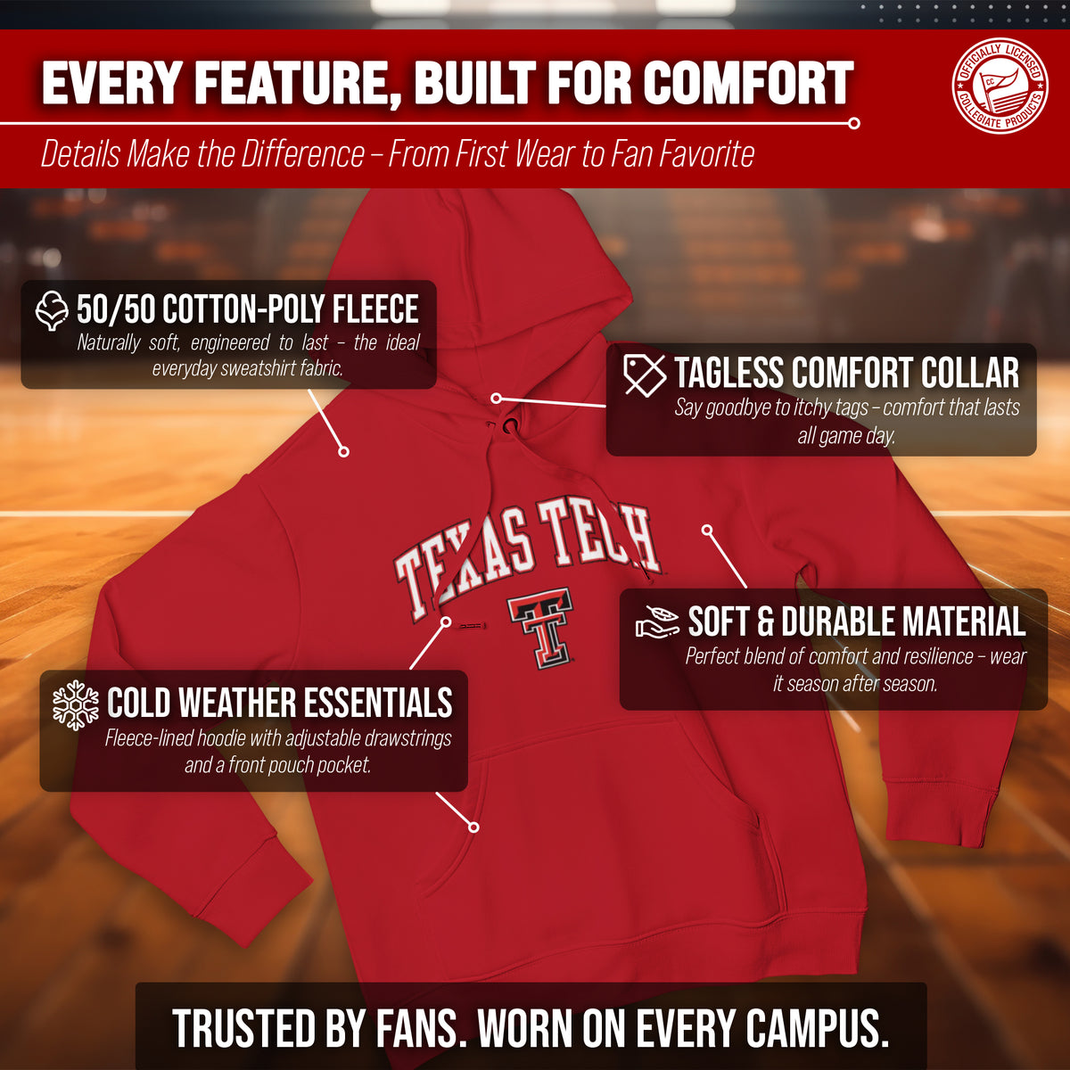 TEXT Arch & Logo Gameday Hoodie - Red