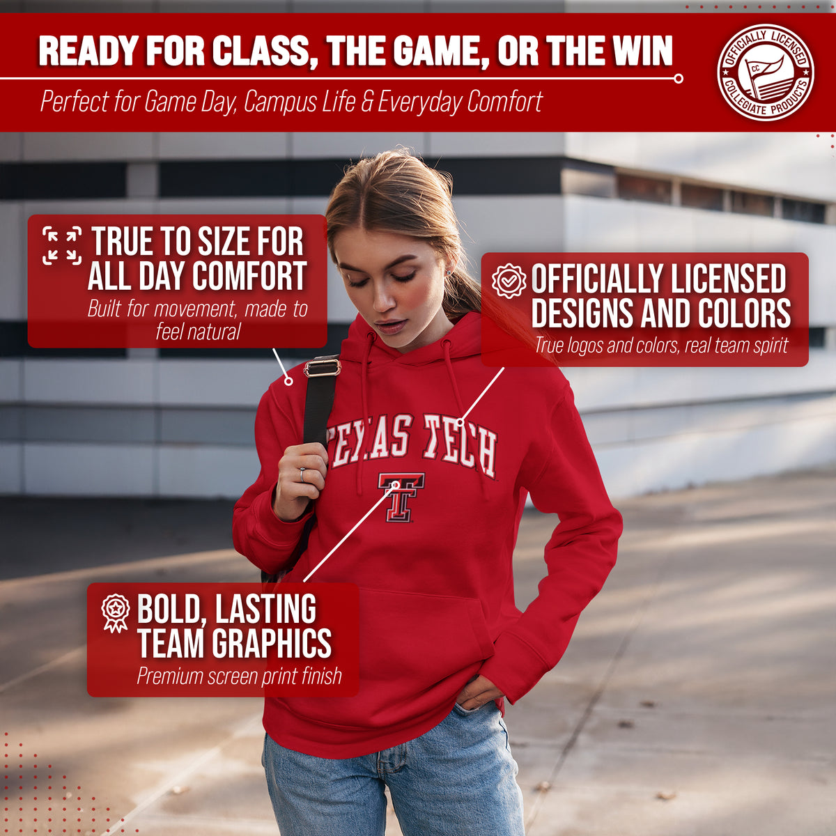 TEXT Arch & Logo Gameday Hoodie - Red