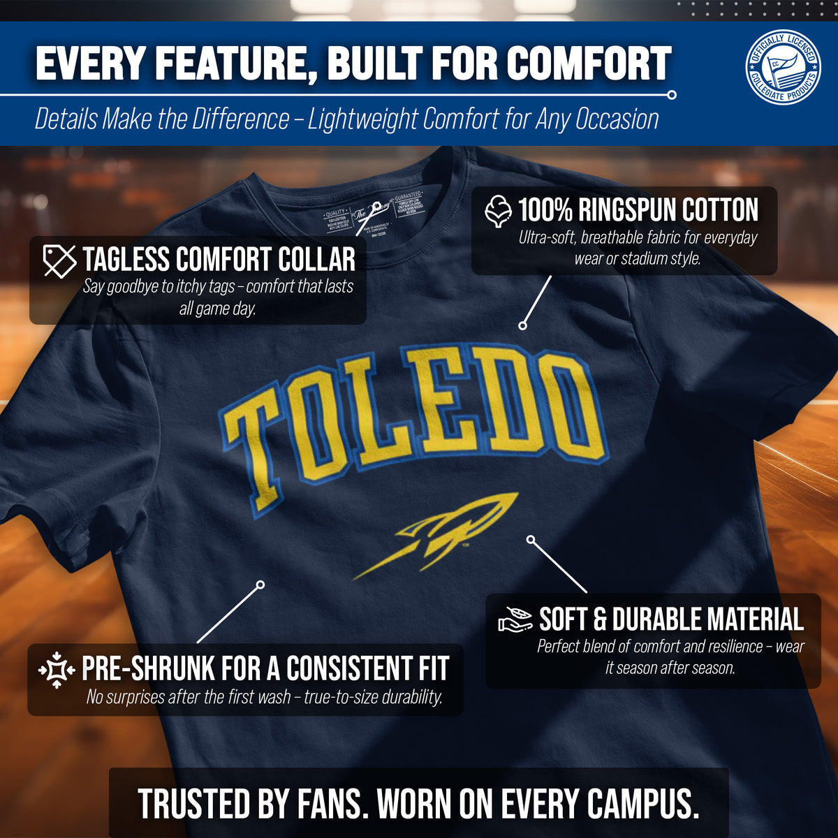 Toledo Rockets Gameday Cotton T-Shirt for Men and Women