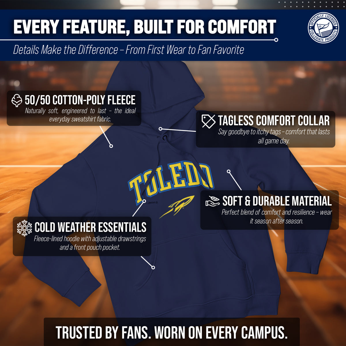 TOL Arch & Logo Gameday Hoodie - Navy