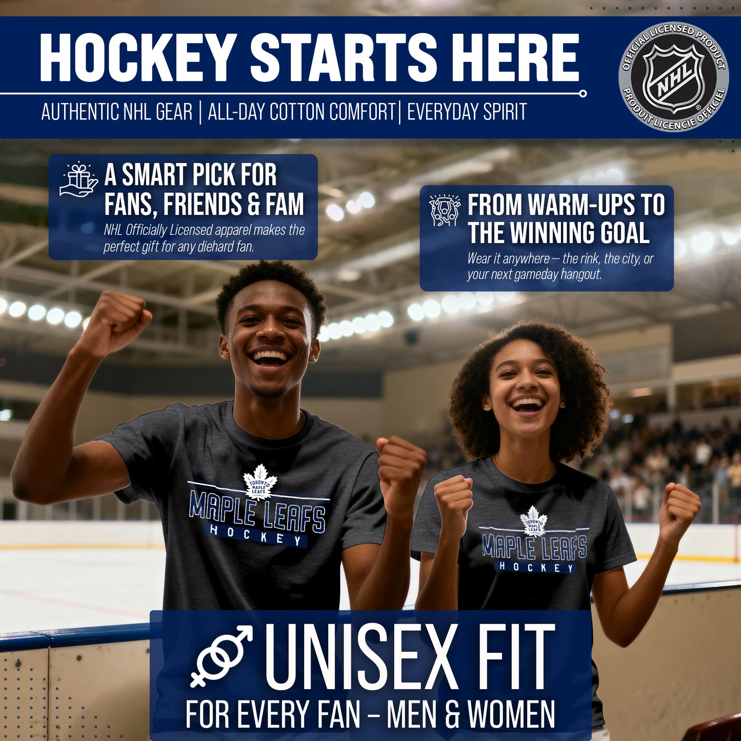 Toronto Maple Leafs Adult NHL Heather Charcoal True Fan Hockey T-Shirt - Charcoal