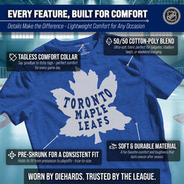 Toronto Maple Leafs NHL Adult Retro Logo Tag-Less T-Shirt - Royal Heather