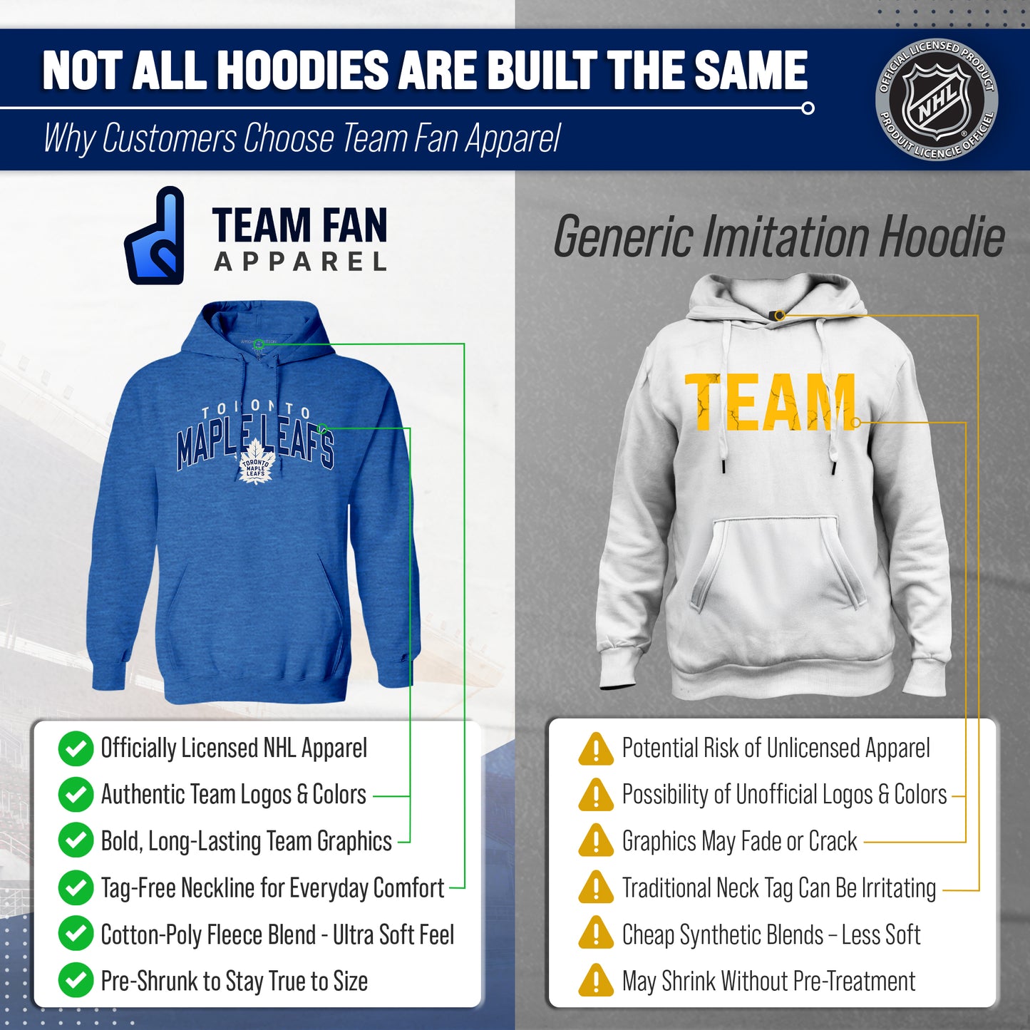 Toronto Maple Leafs NHL Adult Unisex Powerplay Hooded Sweatshirt - Royal