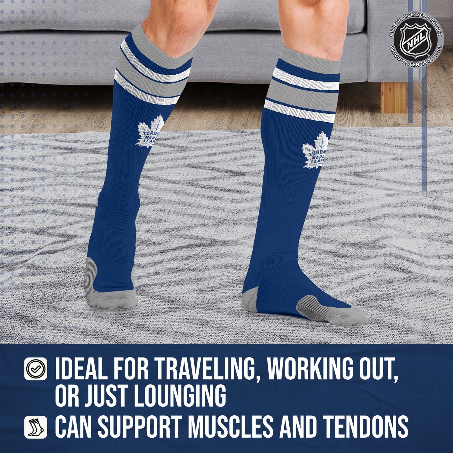 Toronto Maple Leafs NHL Adult Knee High-Performance Socks - Blue
