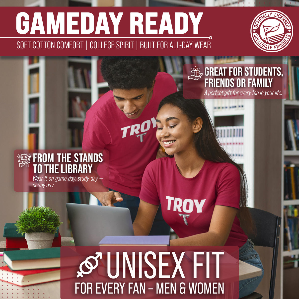 Troy Trojans Gameday Cotton T-Shirt for Men and Women