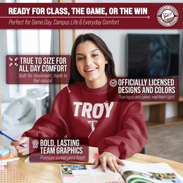 Troy Trojans Adult Arch & Logo Soft Style Gameday Crewneck Sweatshirt - Cardinal