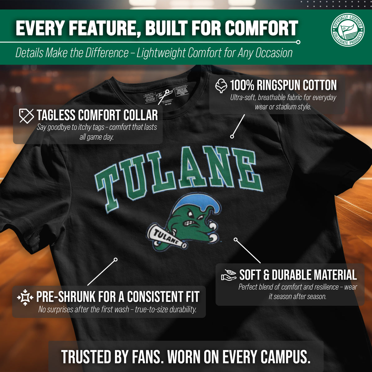 Tulane Green Wave Gameday Cotton T-Shirt for Men and Women