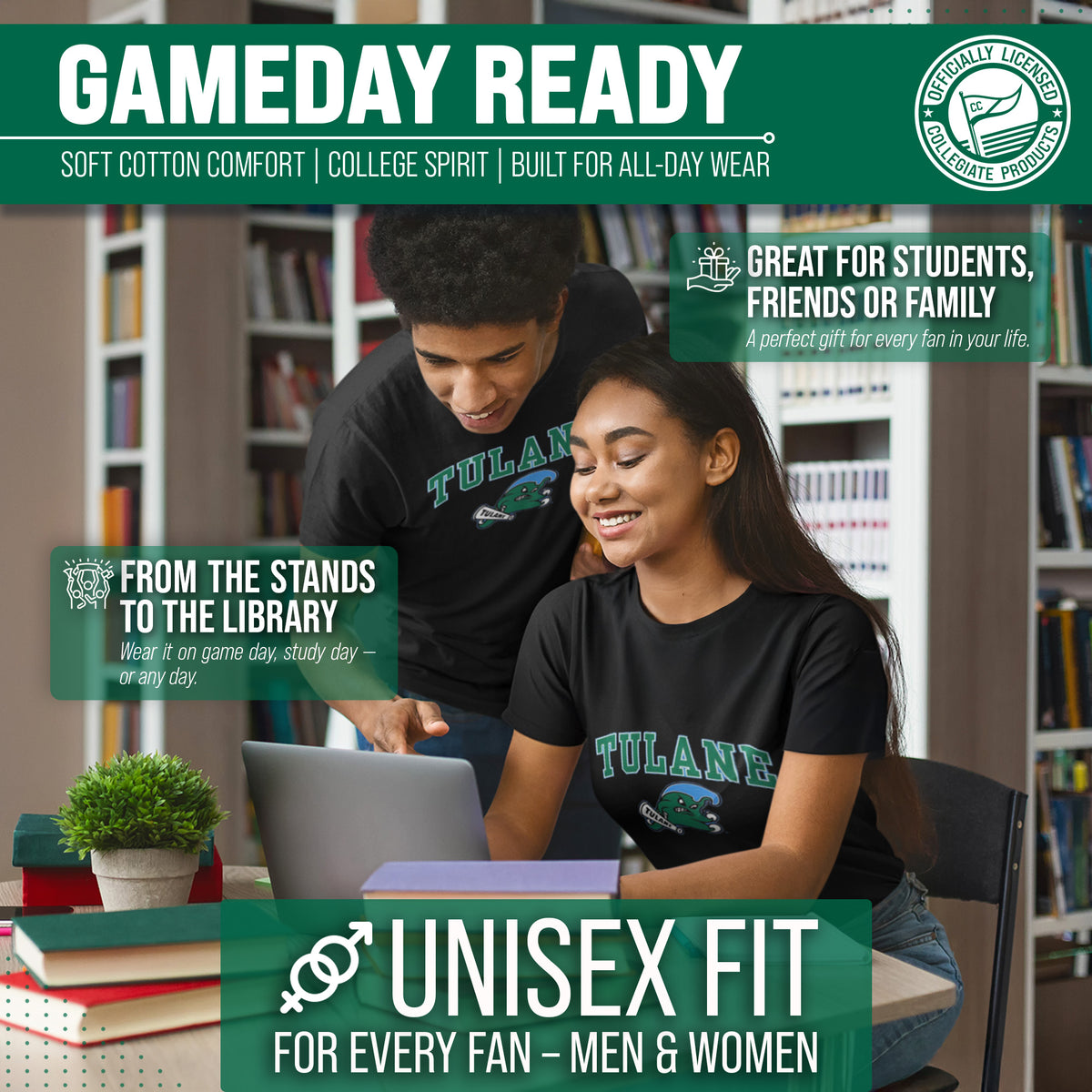 Tulane Green Wave Gameday Cotton T-Shirt for Men and Women