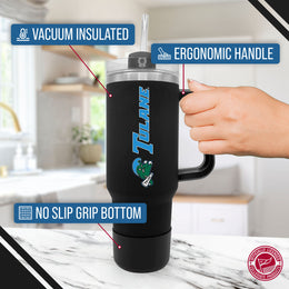Tulane Green Wave College & University 40 oz Travel Tumbler With Handle - Black